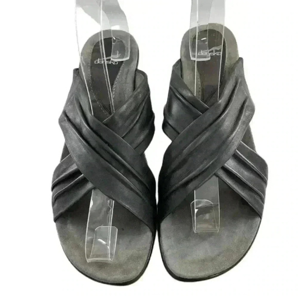 Dansko Avalon size 38 7.5-8 black leather wedge platforms comfort orthopedic - Picture 2 of 16